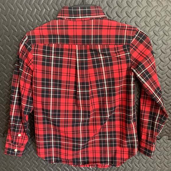 Boys Plaid Button-Up Shirt, by Chaps, Size Medium (10/12), Red - Picture 2 of 4